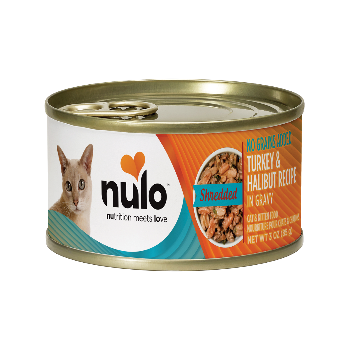 Nulo Shredded Turkey & Halibut in Gravy Grain-Free Wet Cat Food