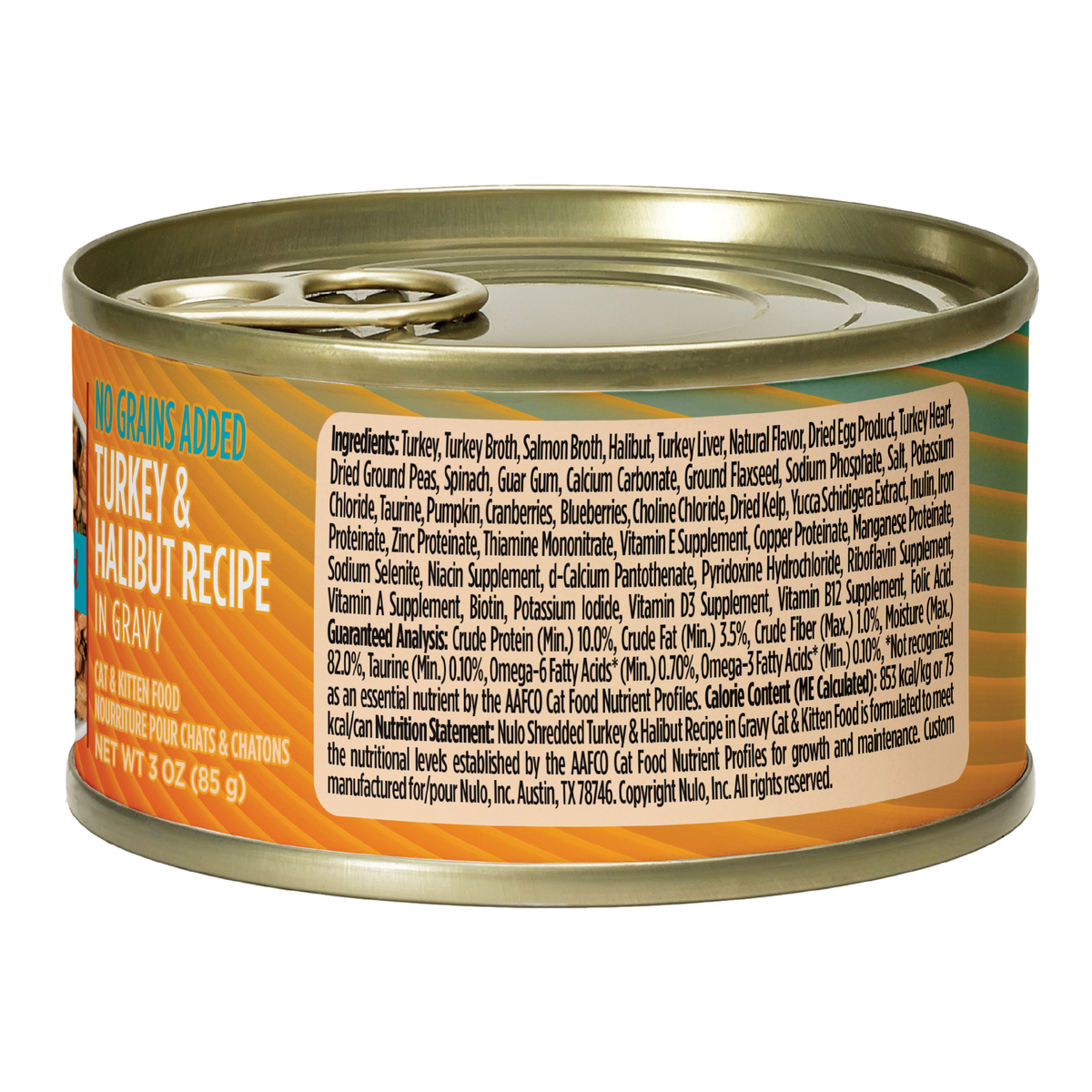Nulo Shredded Turkey & Halibut in Gravy Grain-Free Wet Cat Food