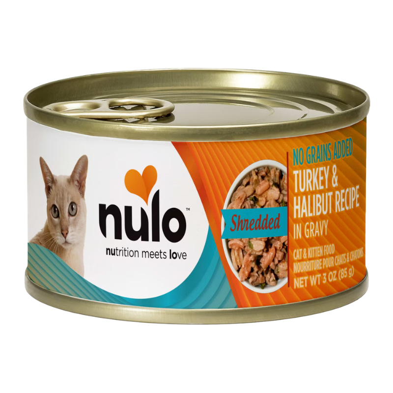 Nulo Shredded Turkey & Halibut in Gravy Grain-Free Wet Cat Food