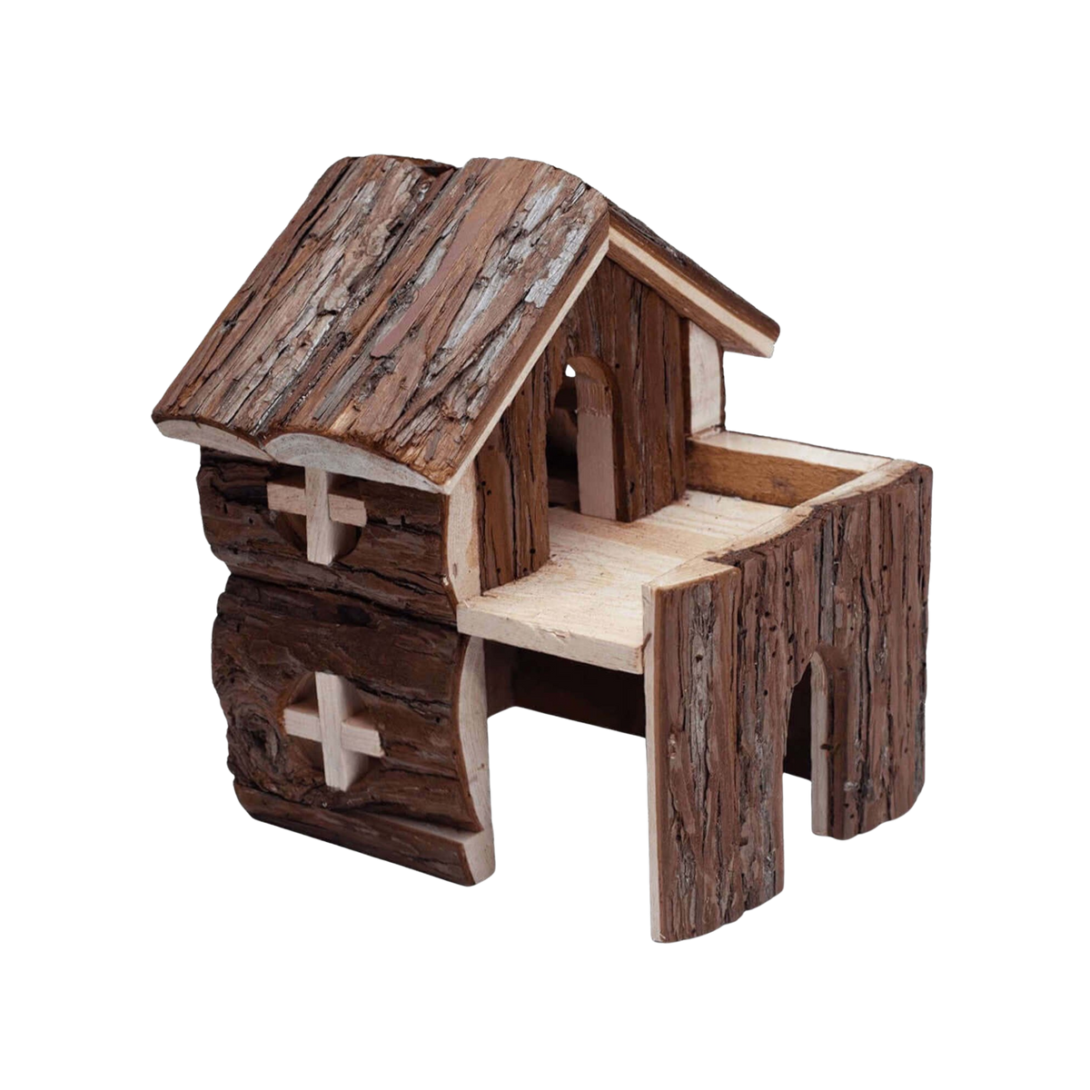 A&E Nibbles 2-Story Deluxe Log Cabin Small Animal Chew & Hideout