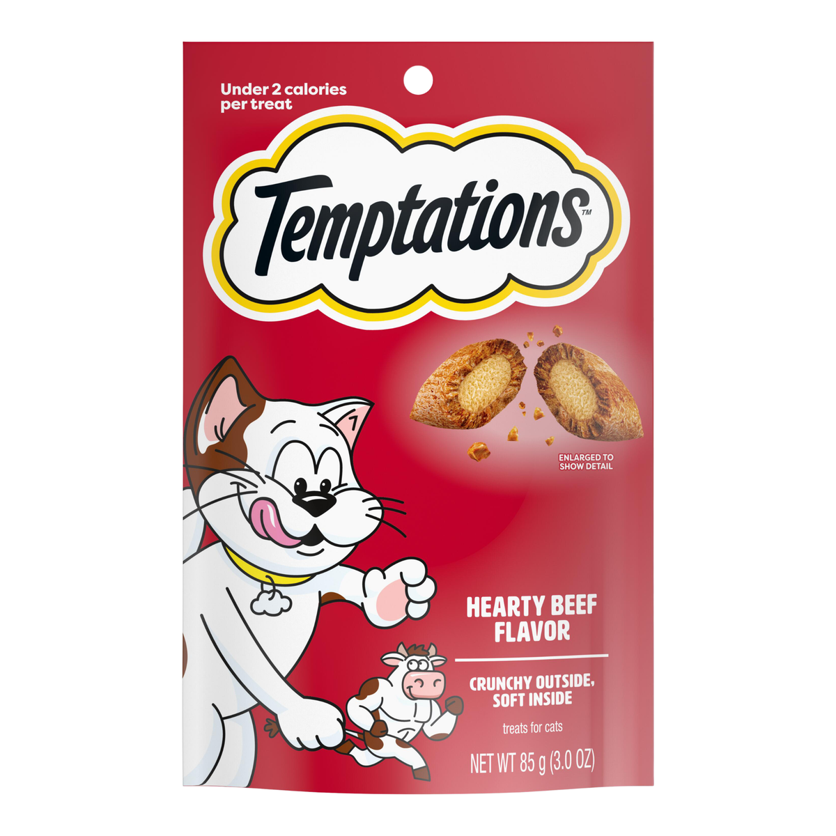 Whiskas Temptations Classic Crunchy and Soft Cat Treats Hearty Beef Flavor