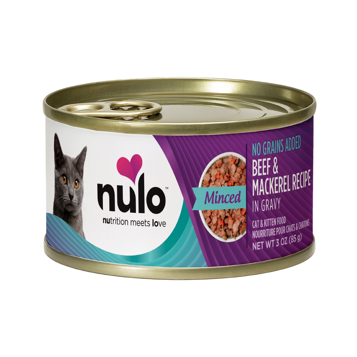 NULO FreeStyle Grain-Free Minced Beef & Mackerel Recipe in Gravy Canned Cat Food