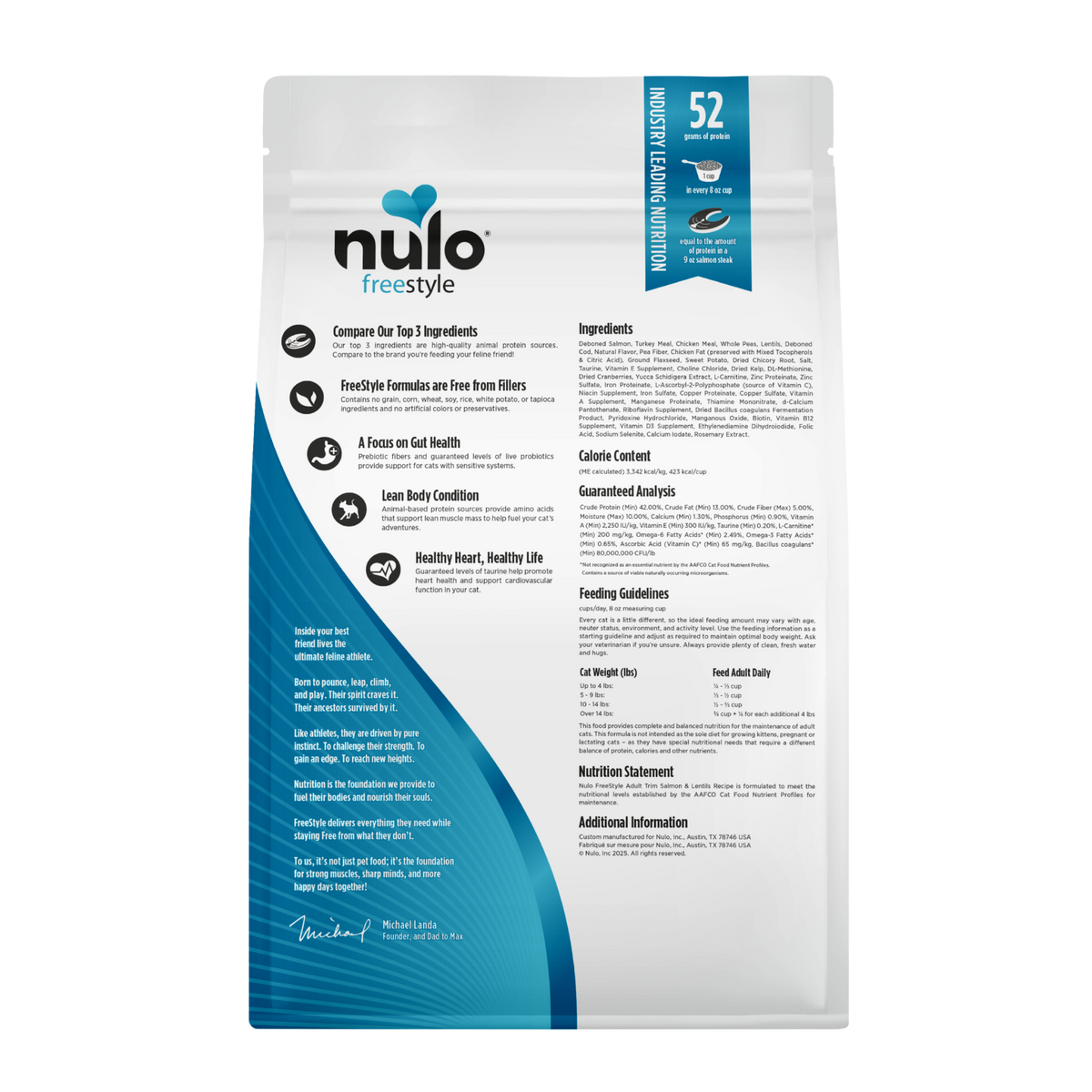 Nulo Freestyle High-Protein Kibble Trim Salmon & Lentils Recipe Dry Cat Food 5 lb
