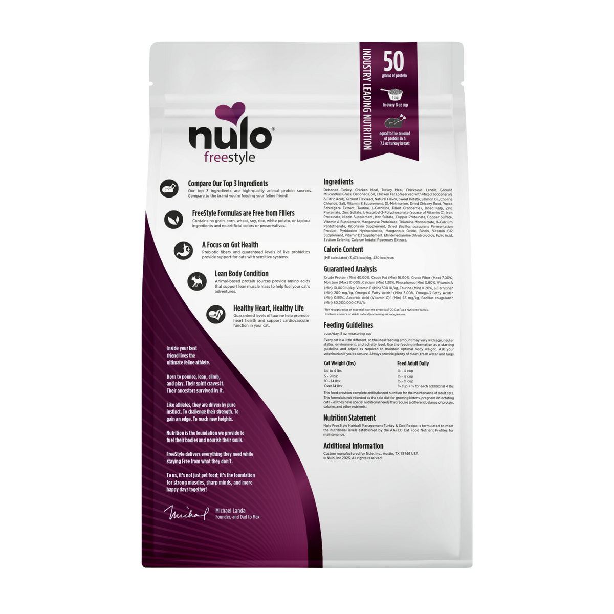 Nulo Freestyle High-Protein Kibble Hairball Management Turkey & Cod Recipe Dry Cat Food 5 lb