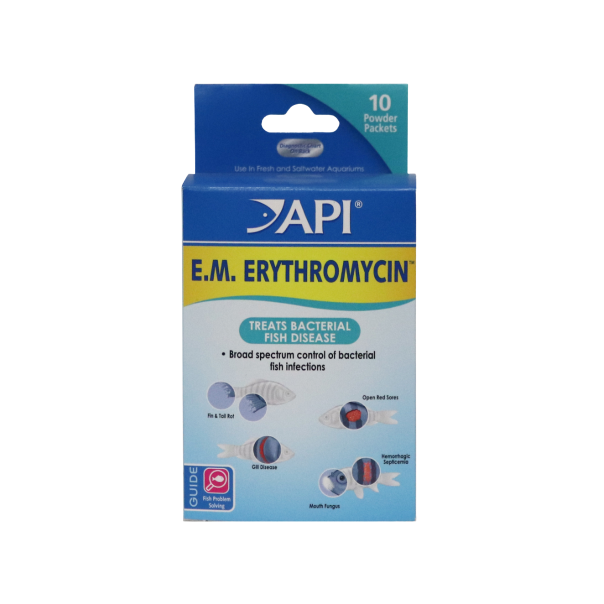 Api E.M. Erythromycin Freshwater Fish Bacterial Disease Medication 10 ct