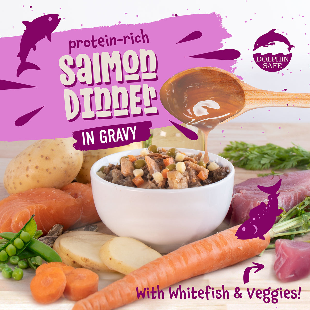 Harbor Harvest Salmon & Whitefish Dinner with Vegetable in Gravy Grain-Free Canned Cat & Kitten Food