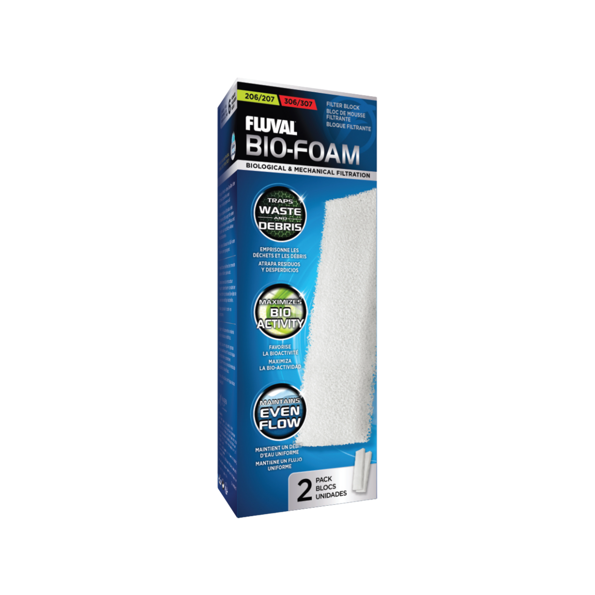 Fluval Bio-Foam Filter Block Fits 206/207 306/307 2 pk
