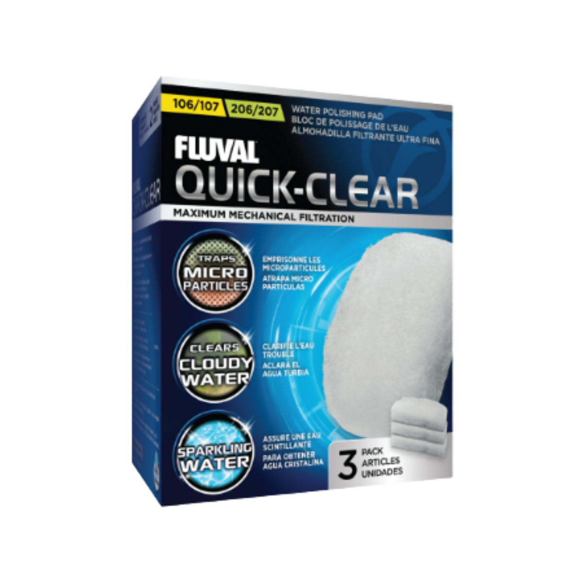 Fluval Quick-Clear Water Polishing Filter Media Fits 106/206 107/207 3 pk