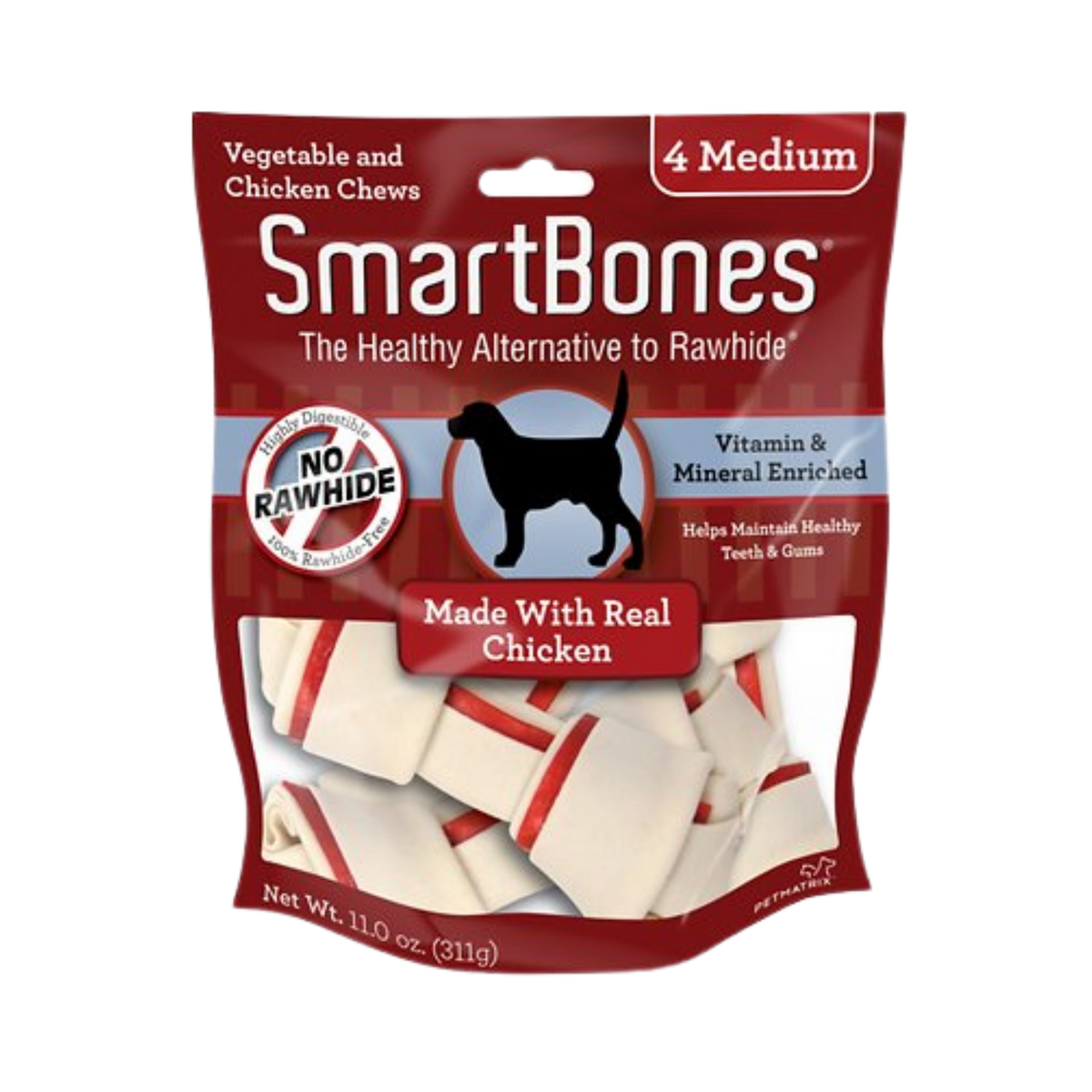Smartbones Rawhide-Free With Real Chicken Medium Bones For Dogs 4 ct