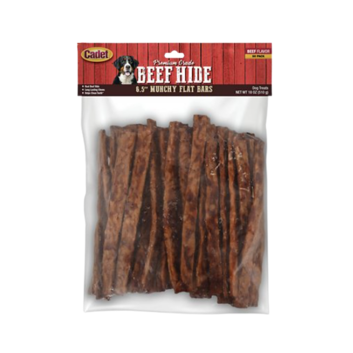 Cadet Gourmet Munchy Flat Strips Rawhide Dog Treats 50 ct