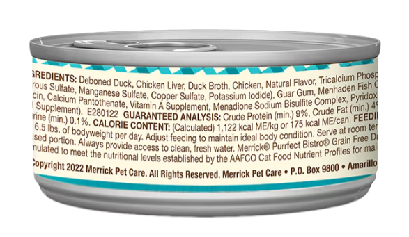 Merrick Purrfect Bistro Grain-Free Duck Pate Canned Cat Food