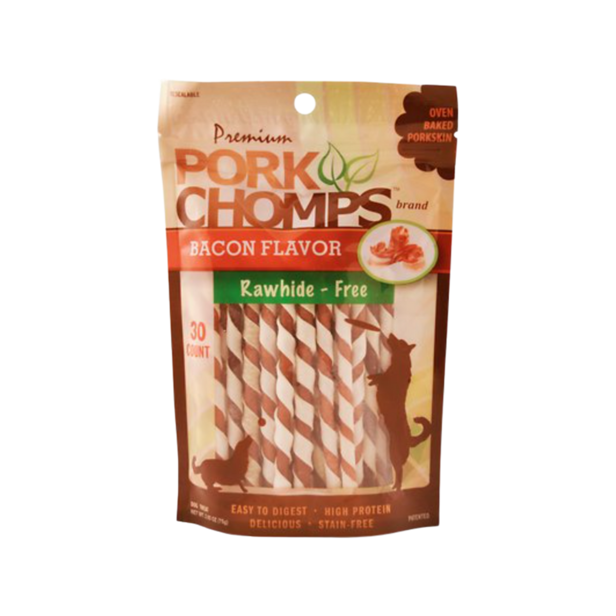 Scott Pet Pork Chomps Bacon Flavor Twists Rawhide-Free Mini Dog Chews 30 ct
