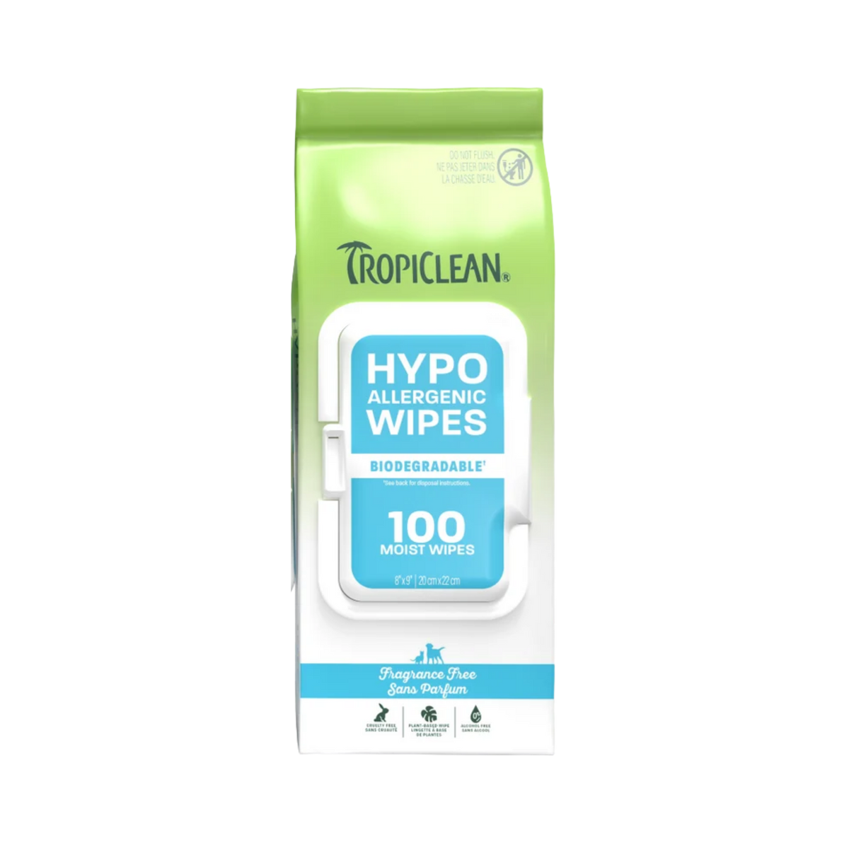 Tropiclean Deodorizing Hypo Allergenic Fragrance Free Dog & Cat Wipes 100 ct