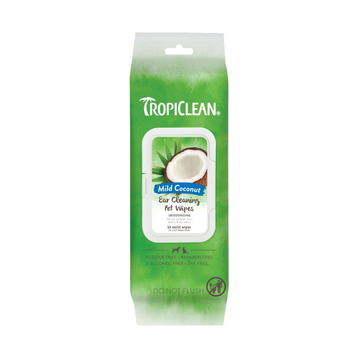 Tropiclean Wax, Debris & Odor Remover Ear Cleaning Dog & Cat Wipes 50 ct