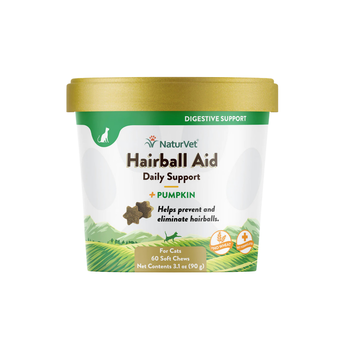 Naturvet Hairball Aid Plus Pumpkin Cat Soft Chews Supplement 60 ct