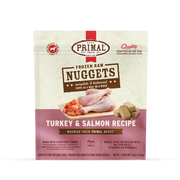 Primal Raw Frozen Nuggets Turkey & Salmon Formula Dog Food 3 lb