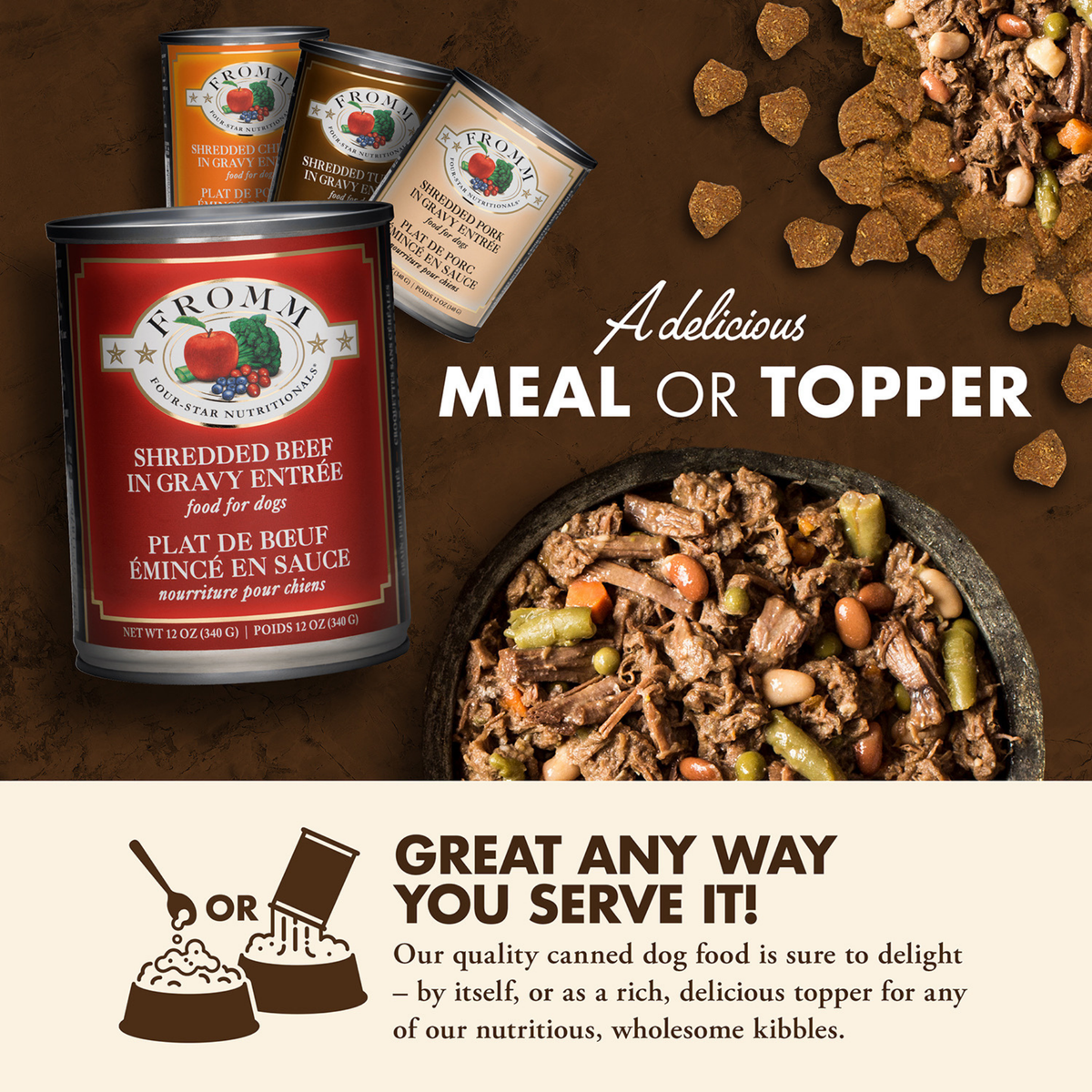 Fromm Four-Star Shredded Beef In Gravy Entree Canned Dog Food