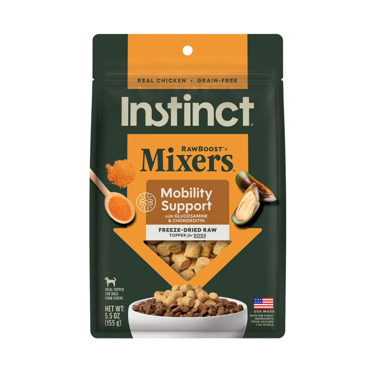 Instinct Freeze-Dried Raw Boost Mixers Grain-Free Mobility Support Recipe Dog Food Topper 5.5 oz