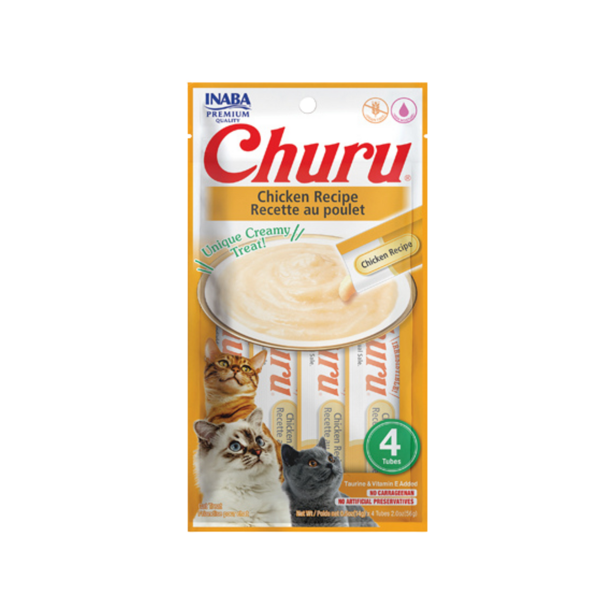 Inaba Churu Chicken Recipe Puree Tube Cat Treat 4 pk