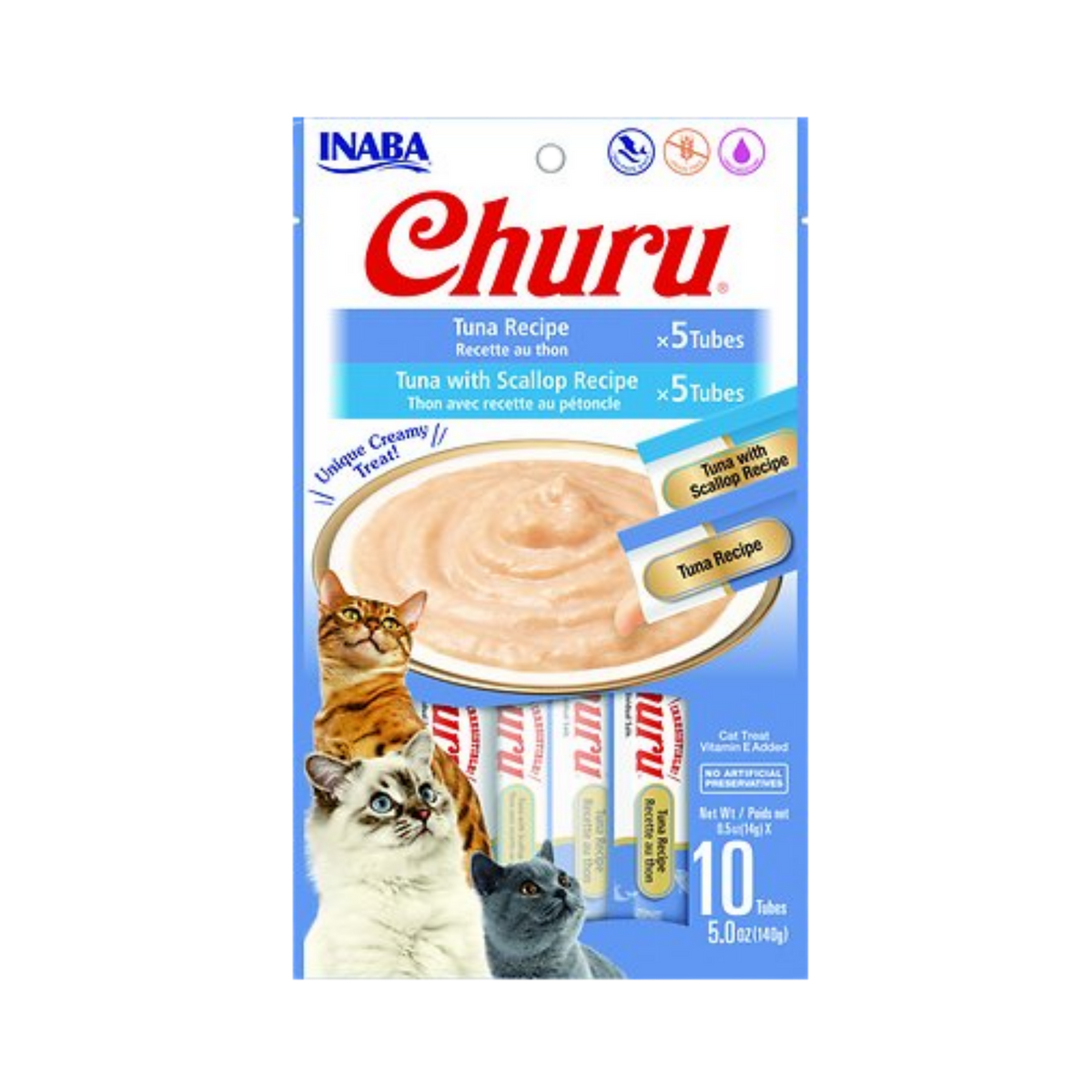 Inaba Churu Tuna & Tuna With Scallop Recipe Variety Creamy Cat Treat 10 pk