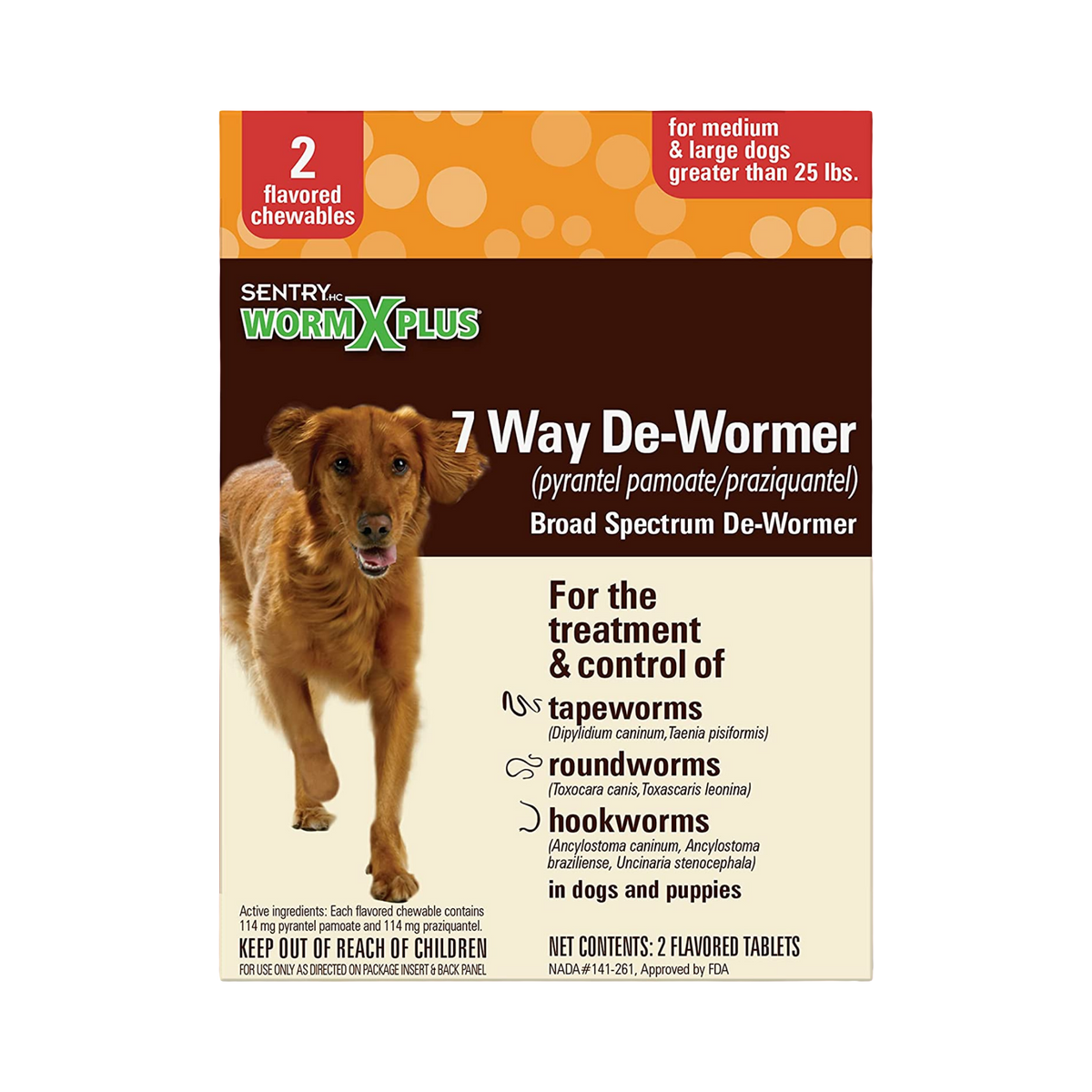 Sentry HC WormX Plus Flavored Broad Spectrum De-Wormer for Dogs, 2 ct