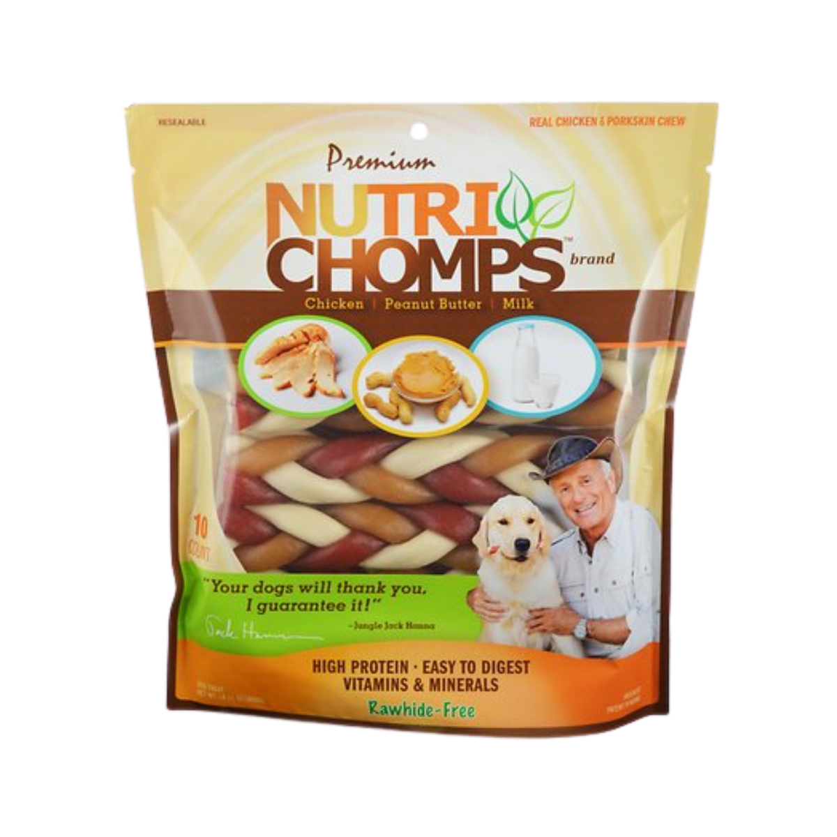 Scott Pet Nutri Chomps Mixed Braids Rawhide-Free Dog Treats 10 ct