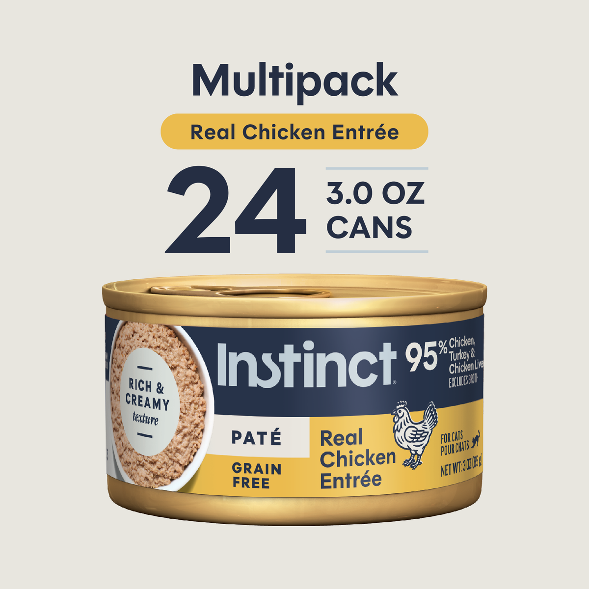 INSTINCT Original Grain-Free Pate Real Chicken Recipe Canned Cat Food