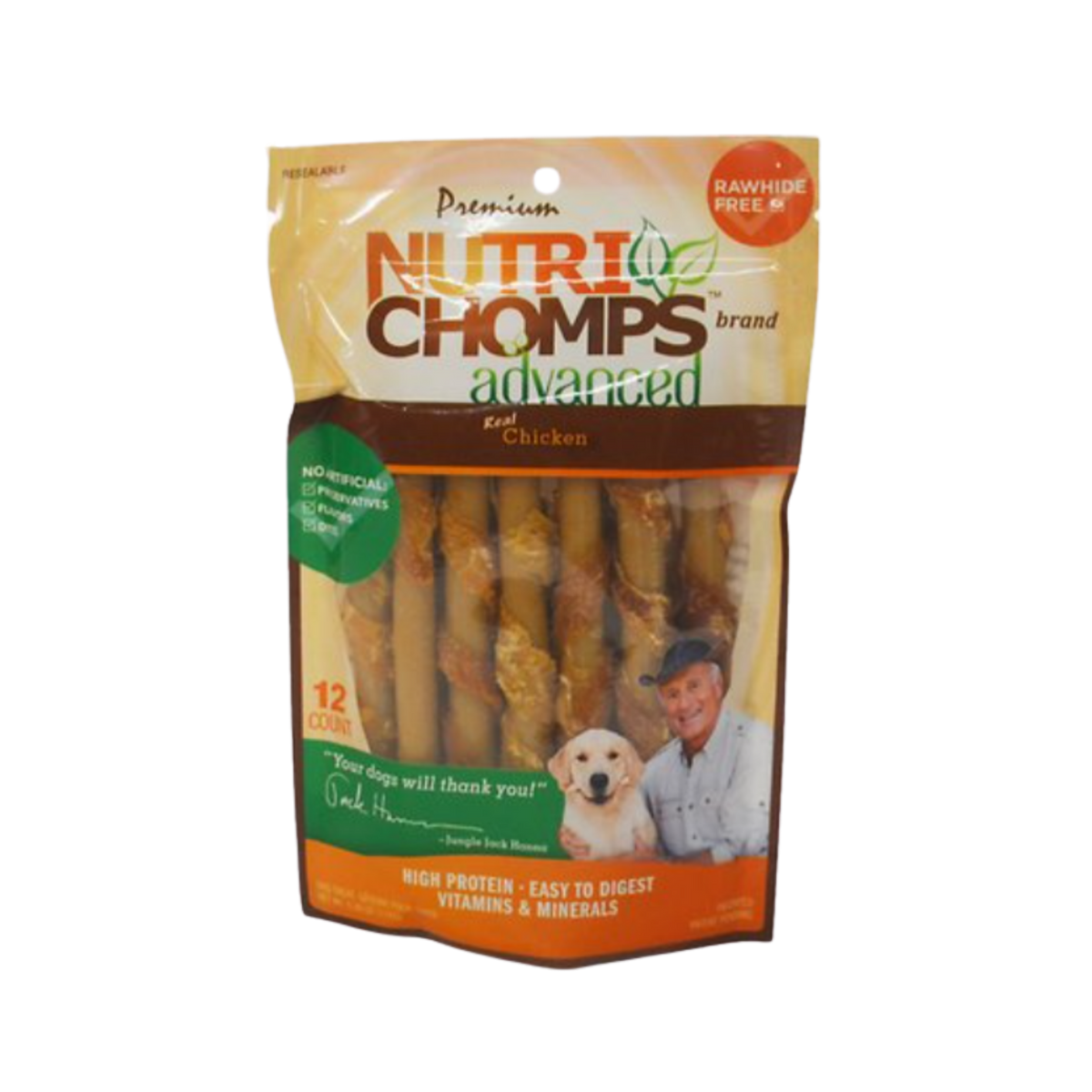 Scott Pet Nutri Chomps Advanced Real Chicken Rawhide-Free Twists Dog Treats 4 ct