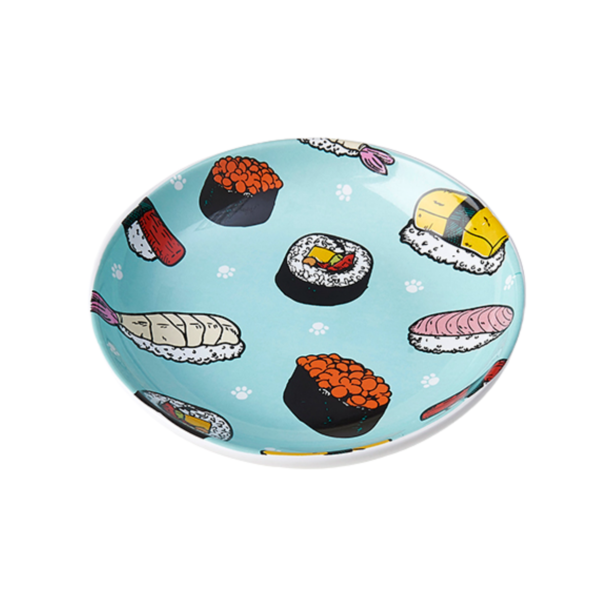 Petrageous Designs Sushi Print Ceramic Stoneware Cat Saucer 2.5 oz