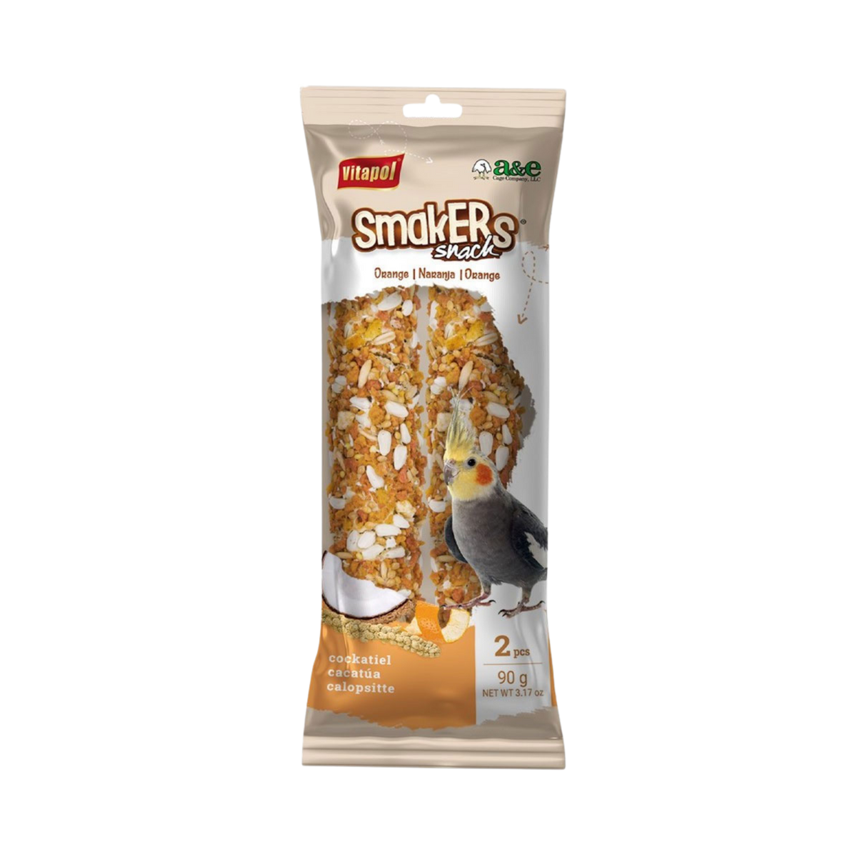 A&E Orange Flavored Treat Stick for Cockatiels 2 pk