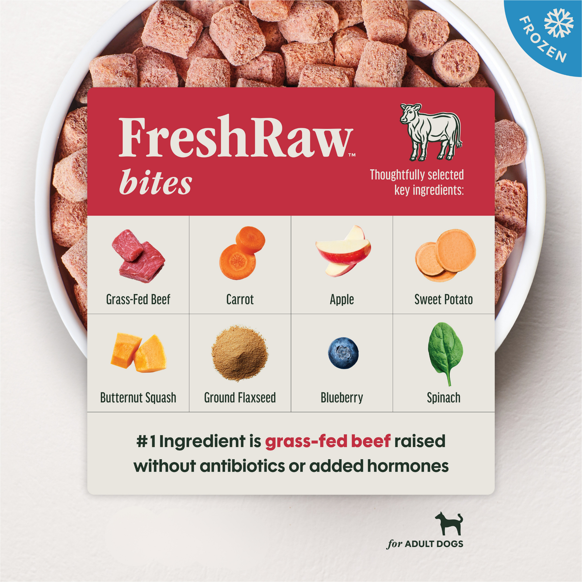 Instinct Raw Longevity Frozen Bites Grass-Fed Beef Recipe for Dogs 4 lb