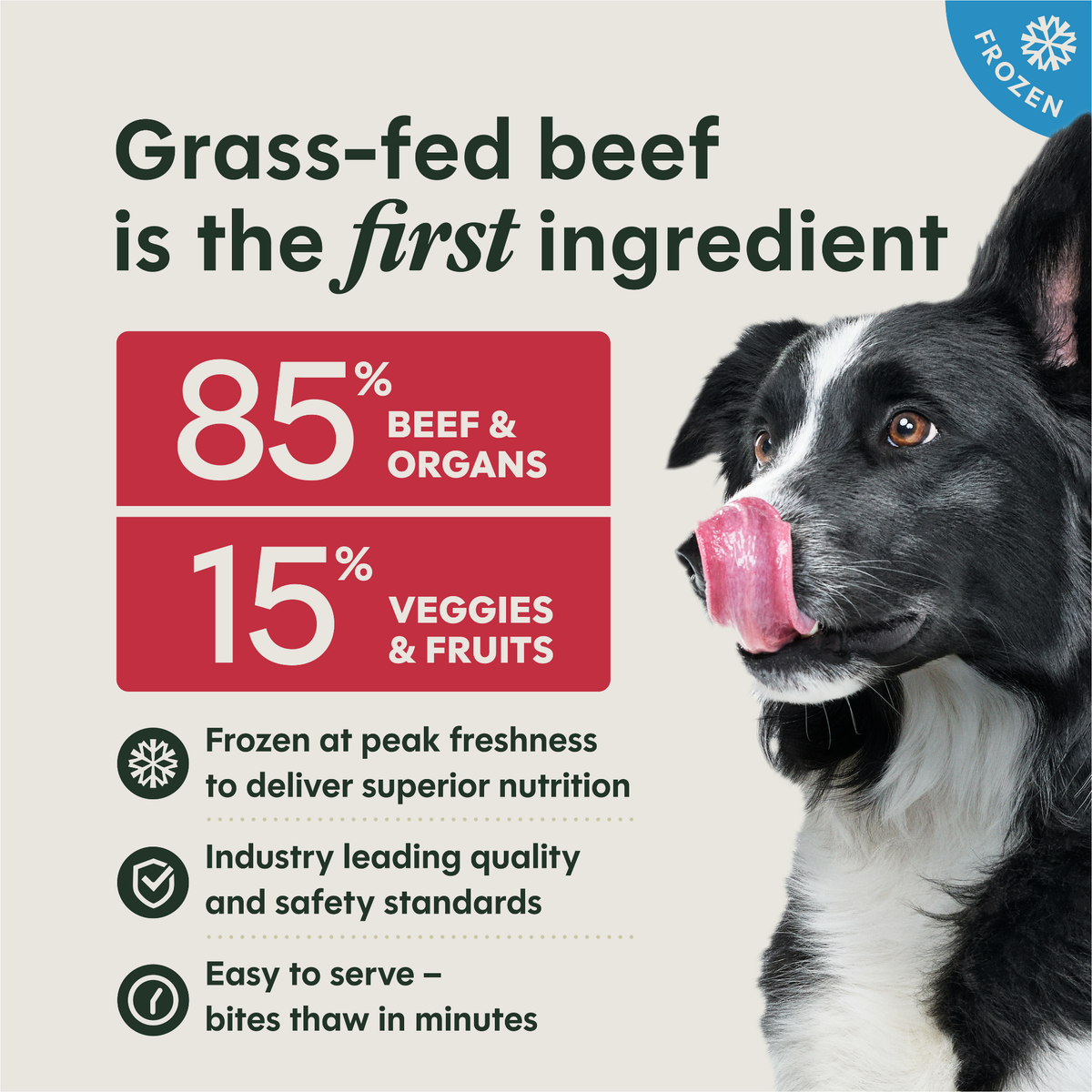 Instinct Raw Longevity Frozen Bites Grass-Fed Beef Recipe for Dogs 4 lb