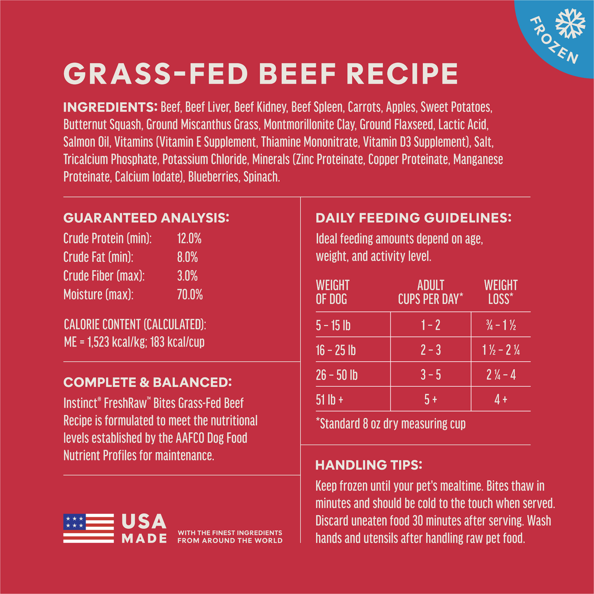 Instinct Raw Longevity Frozen Bites Grass-Fed Beef Recipe for Dogs 4 lb