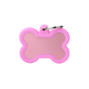 Myfamily Hushtag Pink Aluminum Bone Personalized Dog ID Tag