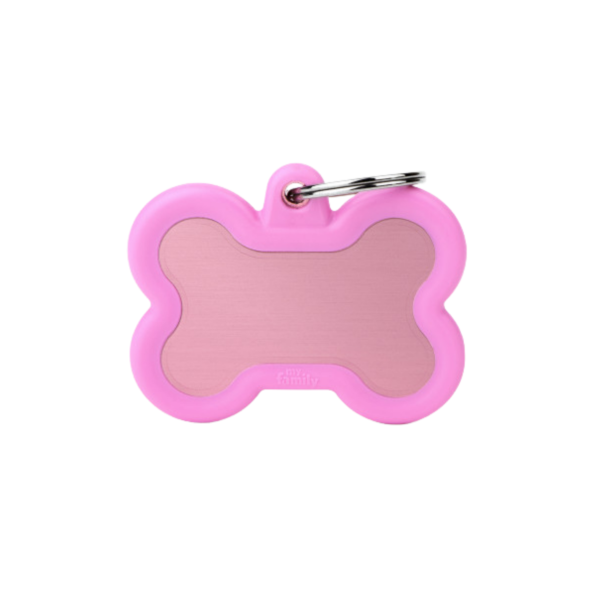 Myfamily Hushtag Pink Aluminum Bone Personalized Dog ID Tag