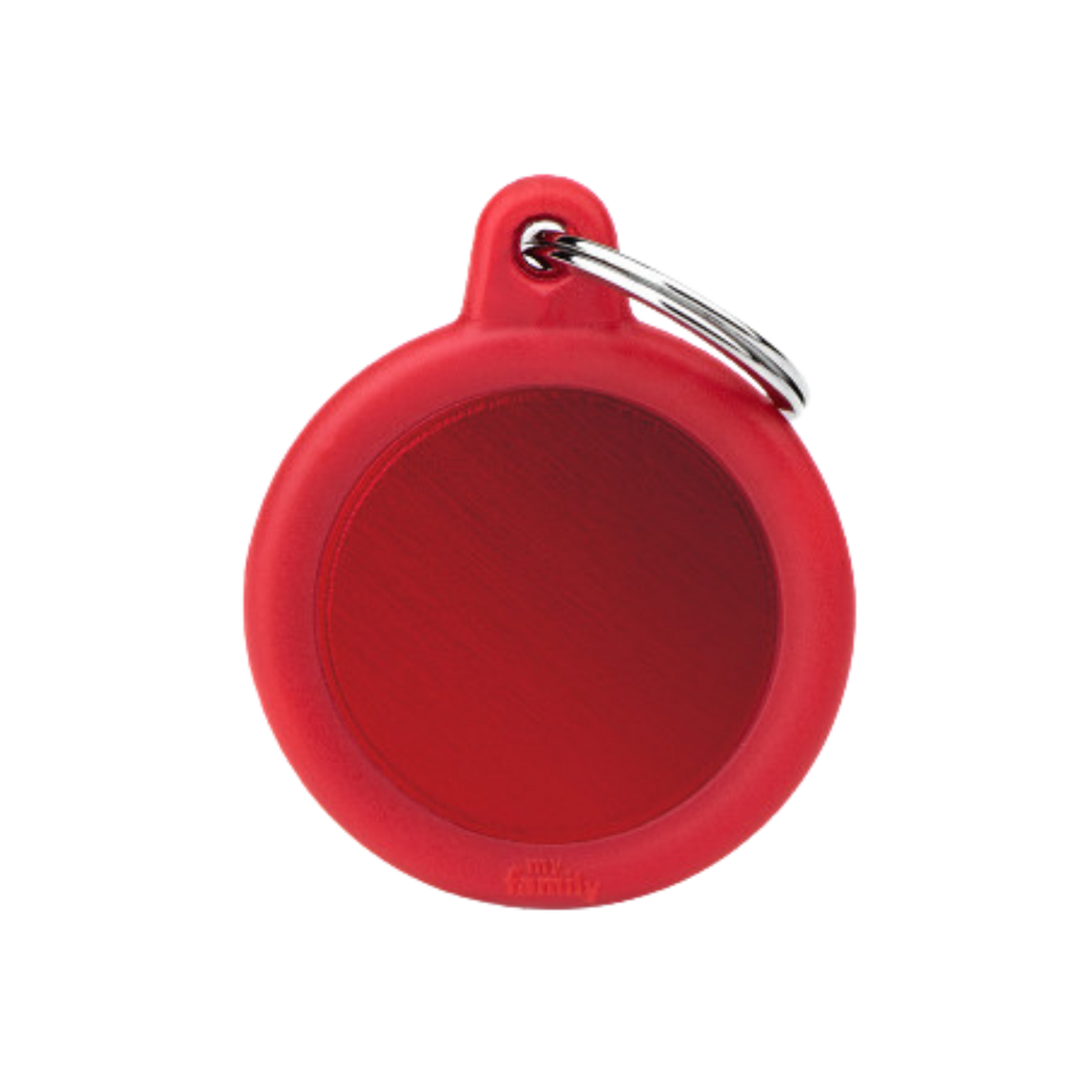 Myfamily Hushtag Red Aluminum Circle Personalized Dog ID Tag