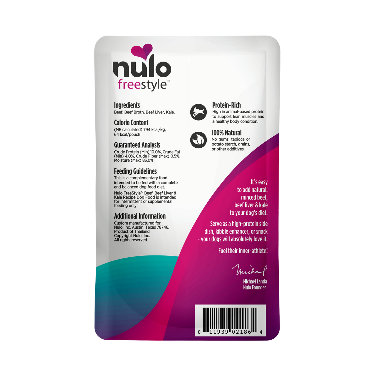 NULO Freestyle Grain-Free Beef & Kale Dog Pouch