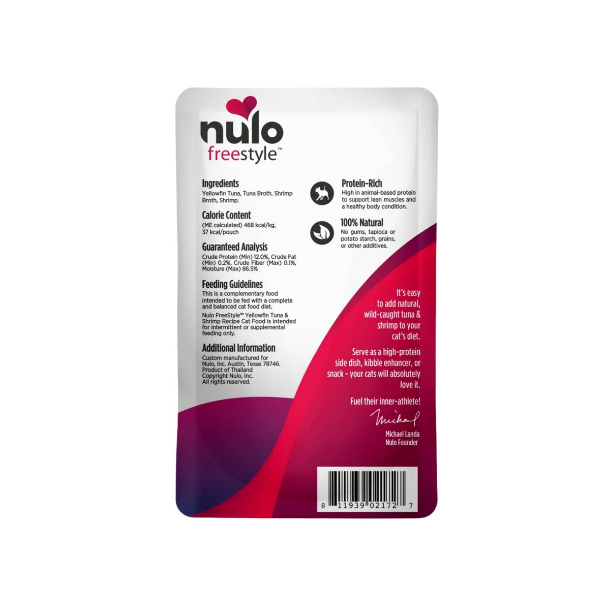 NULO Freestyle Grain-Free Yellowfin Tuna & Shrimp in Broth Cat Food Pouch