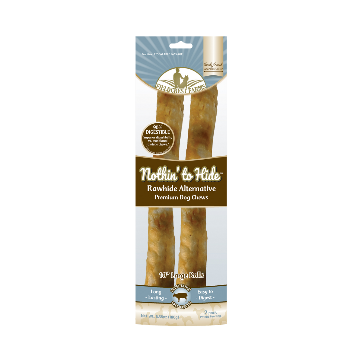 Spot Fieldcrest Farms Nothin' to Hide Beef Roll for Dogs, 2 pack 10 in