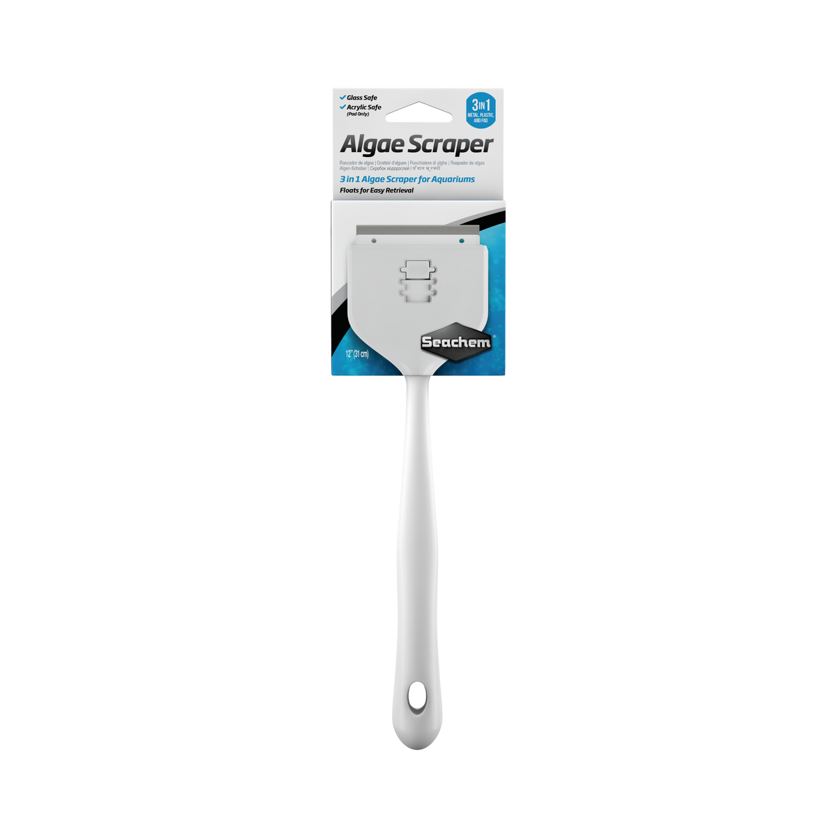 SEACHEM 3 in 1 Algae Scraper for Glass & Acrylic Aquariums