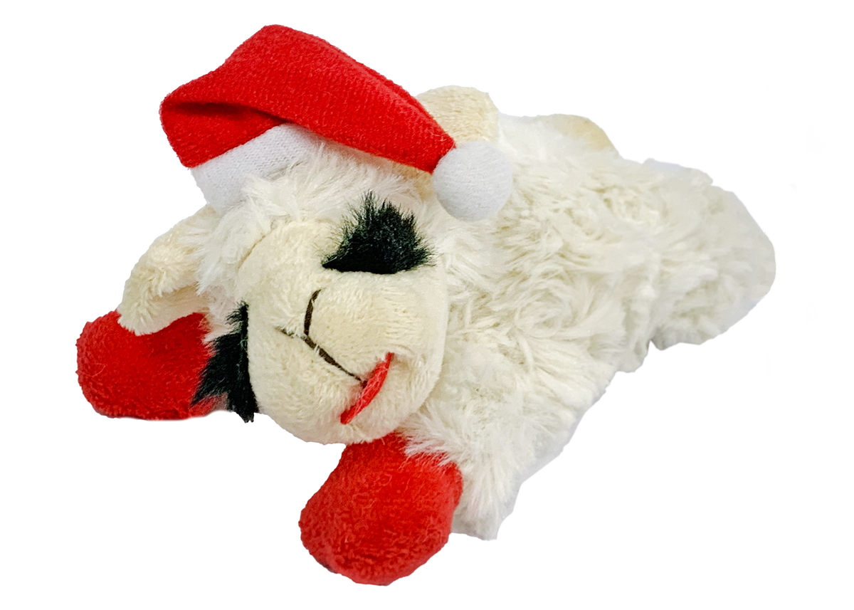 Multipet Holiday Santa Lamb Chop Plush Dog Toy 6 in
