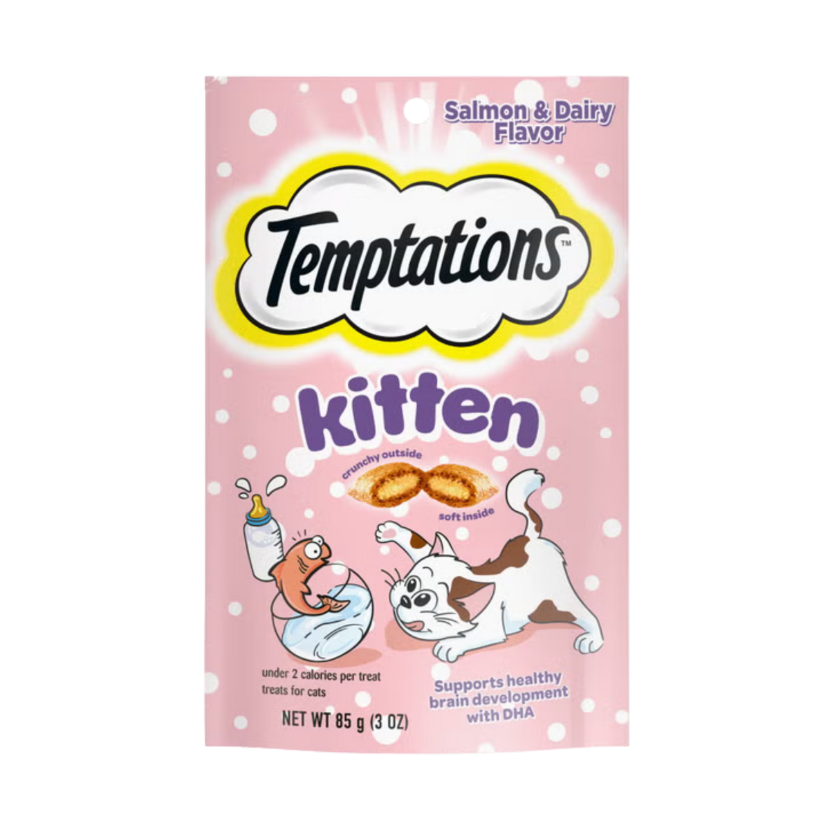 Whiskas Temptations Salmon & Dairy Flavor Crunchy and Soft Kitten Treats