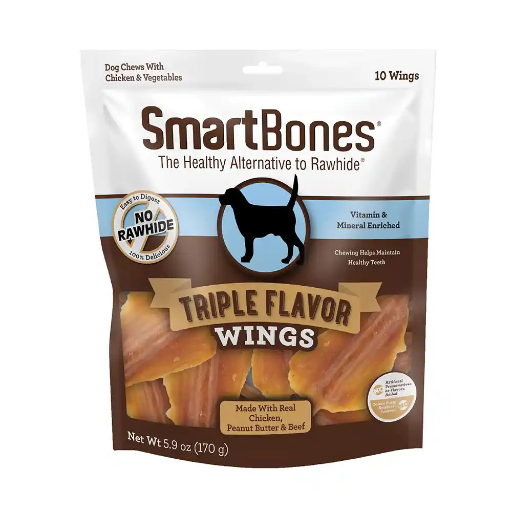 Smartbones Triple Flavor Wings Rawhide-Free Dog Chew Treats 10 ct