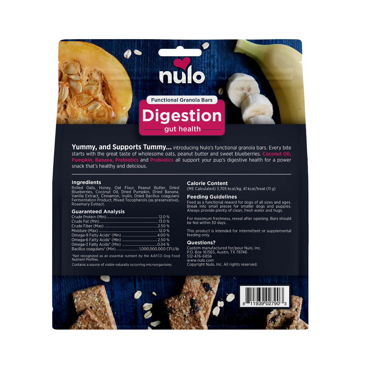 Nulo Digestion Functional Granola Bars for Dogs 10 oz