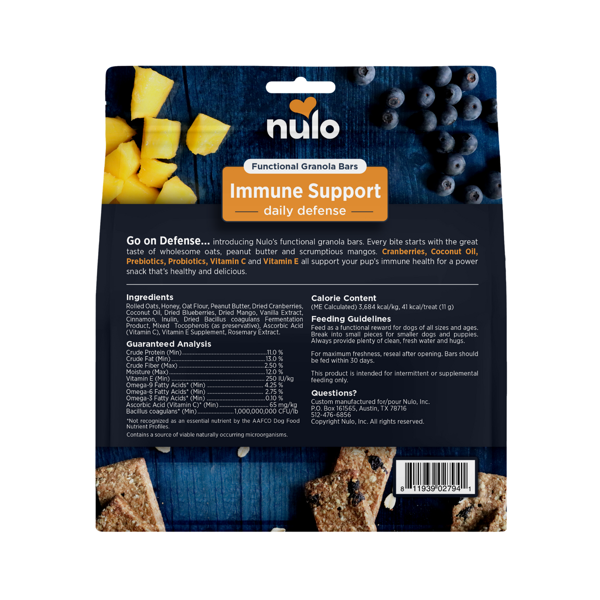 Nulo Immunity Functional Granola Bars for Dogs 10 oz
