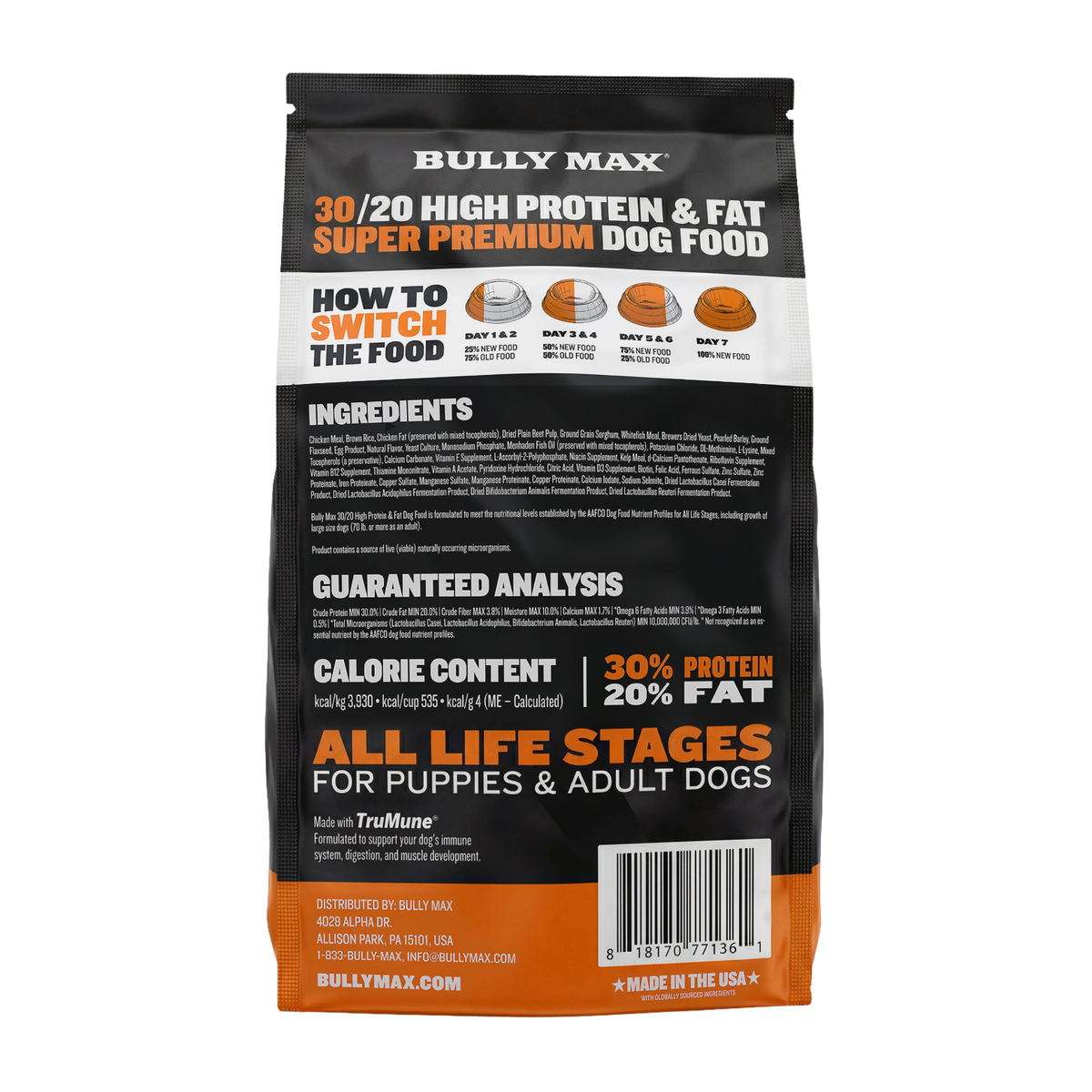 Bully Max 30/20 High Protein & Fat Chicken Blend Dry Dog Food
