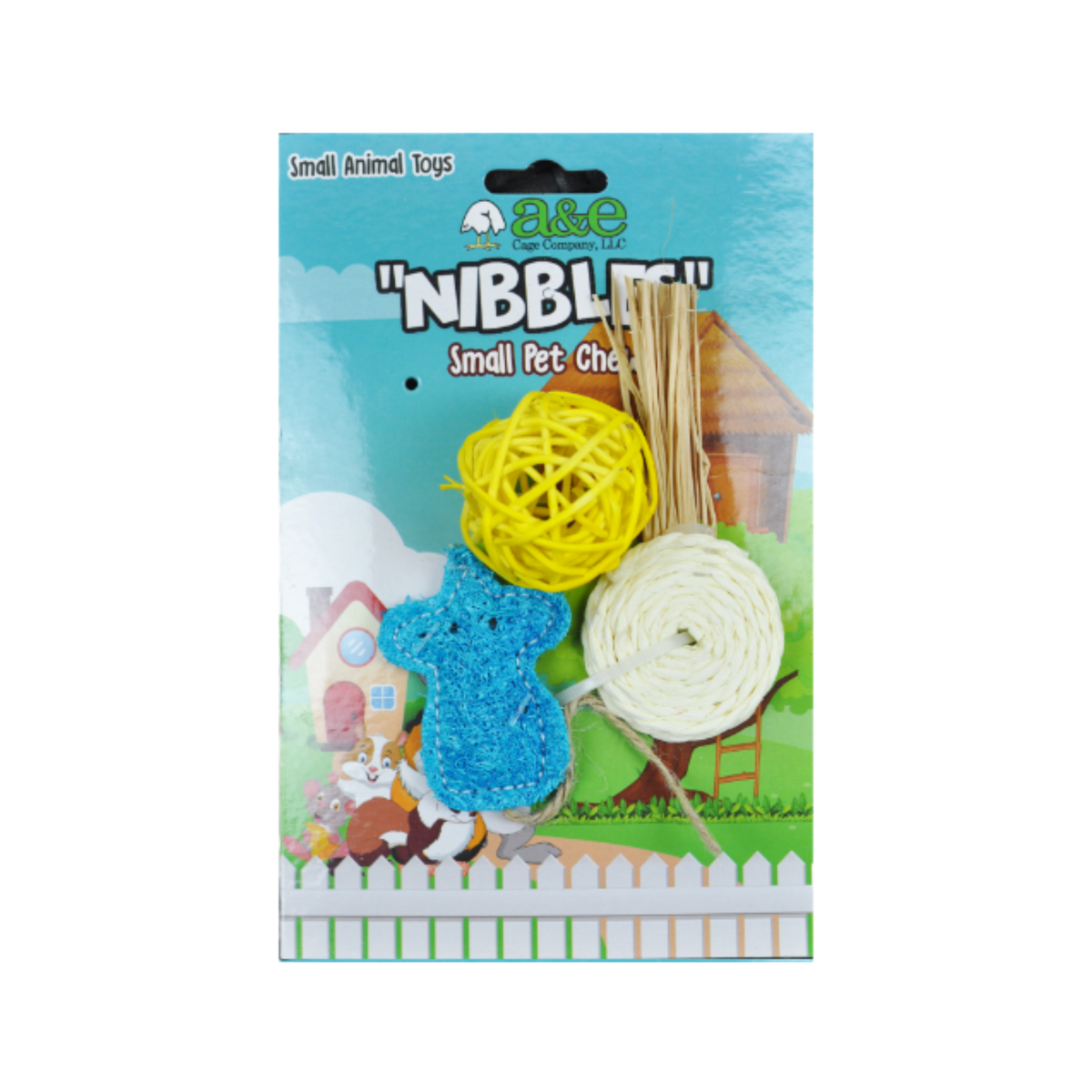A&E Nibbles Loofa Assorted Animal Chew Toys