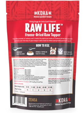 Koha Raw Life Freeze-Dried Raw Topper Beef Recipe for Dogs & Cats