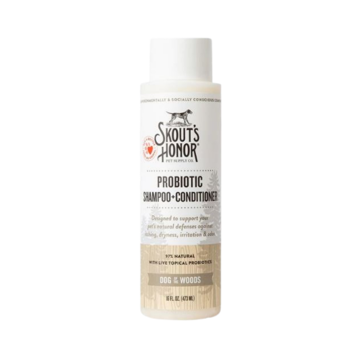 Skout's Honor Probiotic Shampoo + Conditioner Sandalwood Vanilla Scented for Dogs & Cats 16 oz