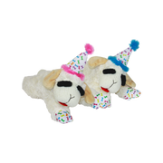 Multipet Lamb Chop with Birthday Hat Plush Dog Toy 10.5 in